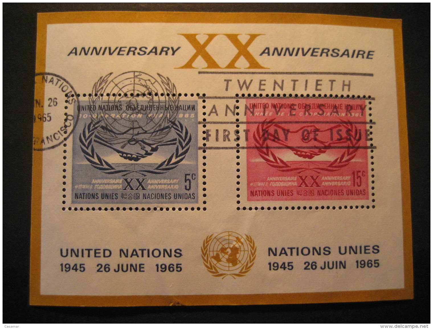 1965 United Nations UN Cancel Block - Used Stamps