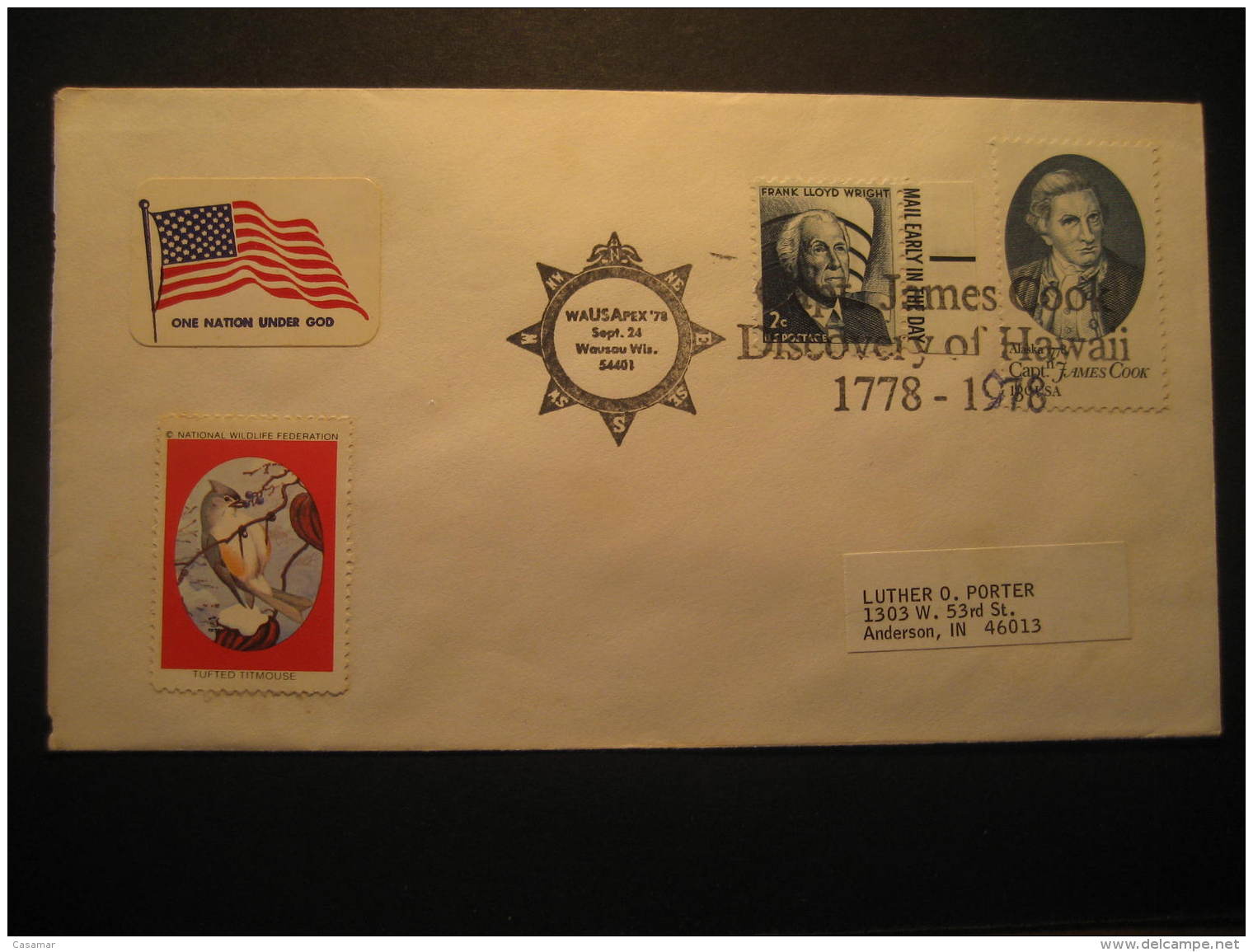 Wausau 1978 Capt. James Cook Centenary Discovery HAWAII To Anderson Cancel Cover USA - Hawaii
