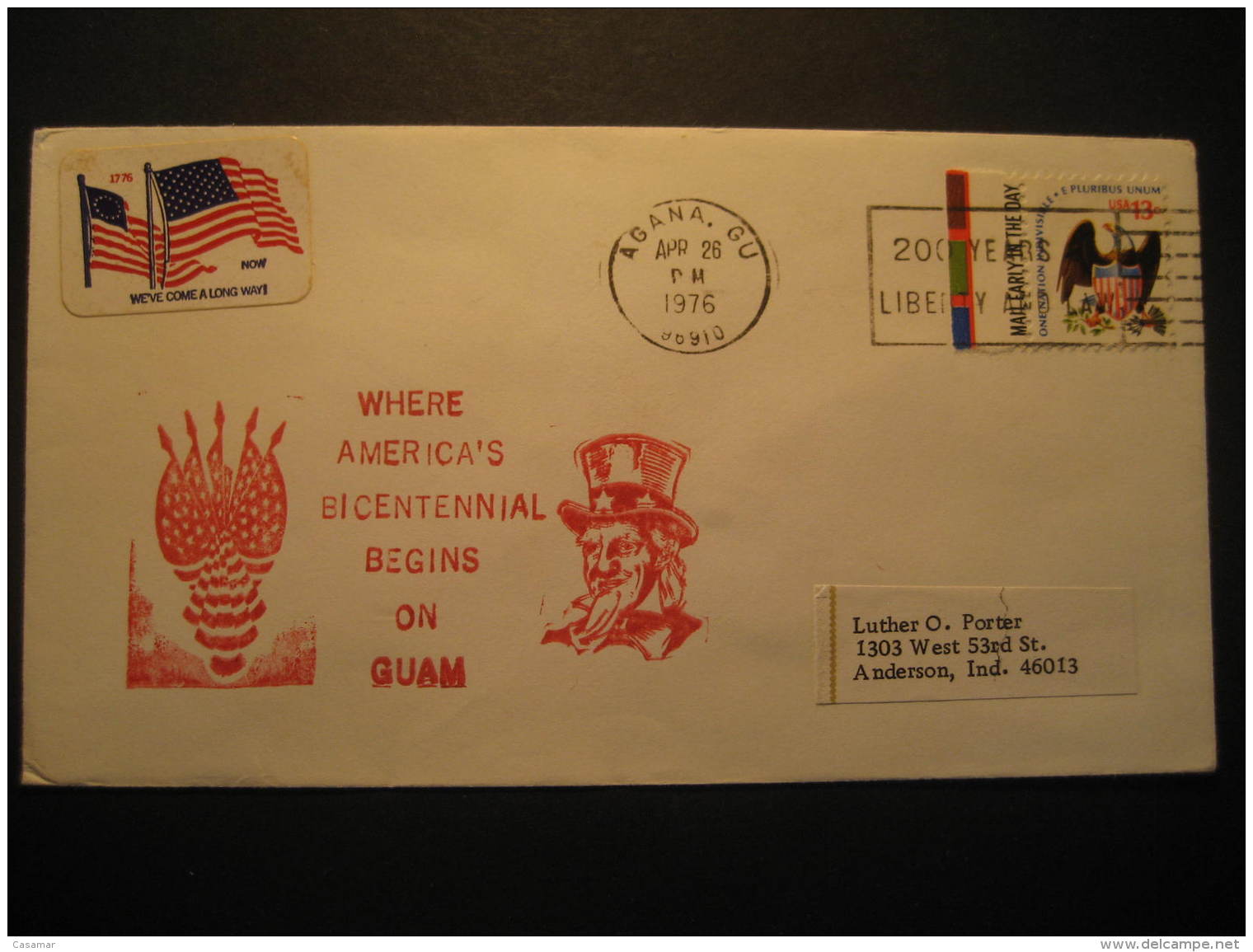 Agana GUAM 1976 To Anderson Cancel Cover USA - Guam