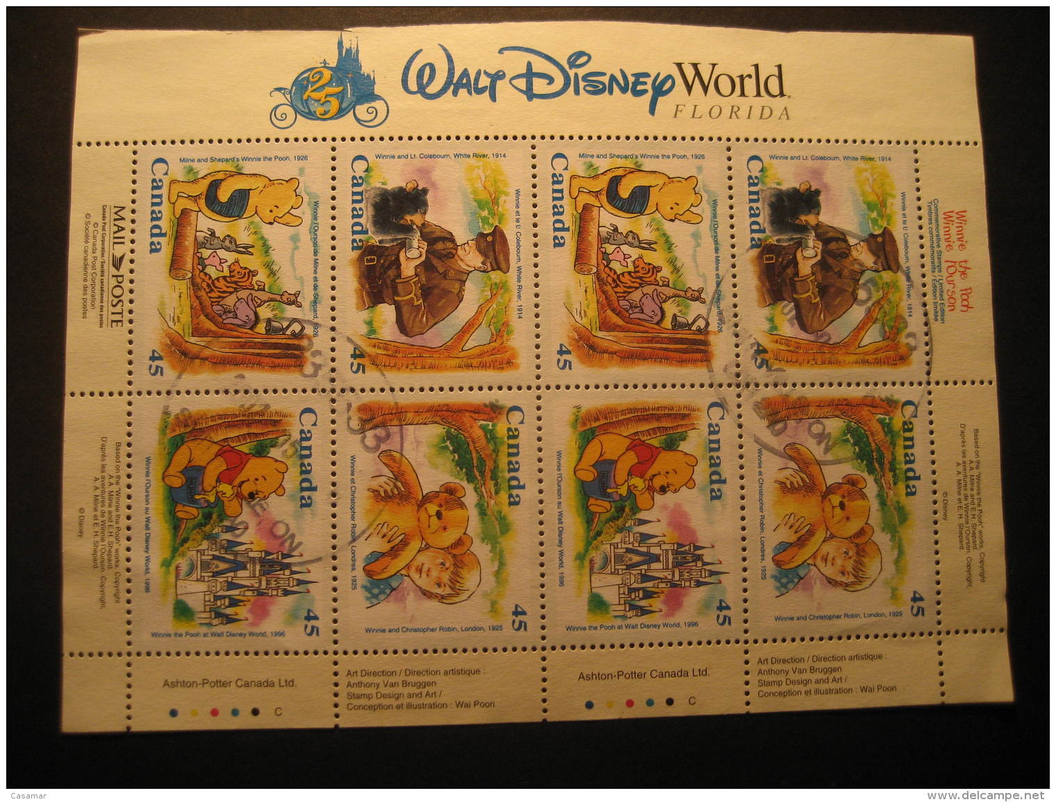 WALT DISNEY World Florida Winnie The Pooh Cancel Block CANADA - Disney