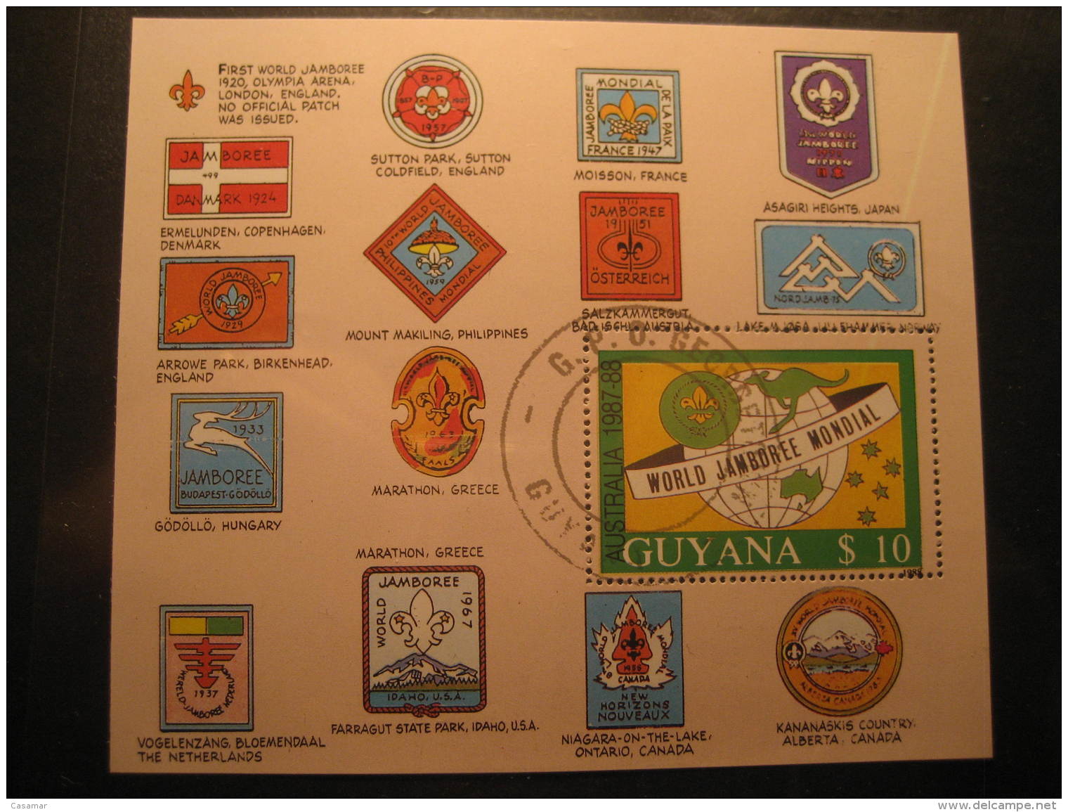 1988 Yvert Block 19A Cat.: 17 Eur Cancel Scouting Boy Scouts Scout Jamboree Australia GUYANA - Gebraucht