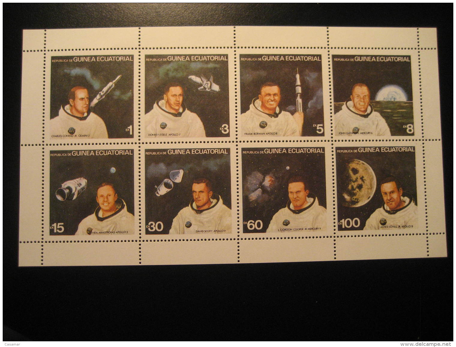 Yvert Block 124 Cat: 7,50&euro; No Gum Apollo Gemini Mercury Neil Armstrong Space Spatial Astronomy Science Guinea Ecuat - Afrique