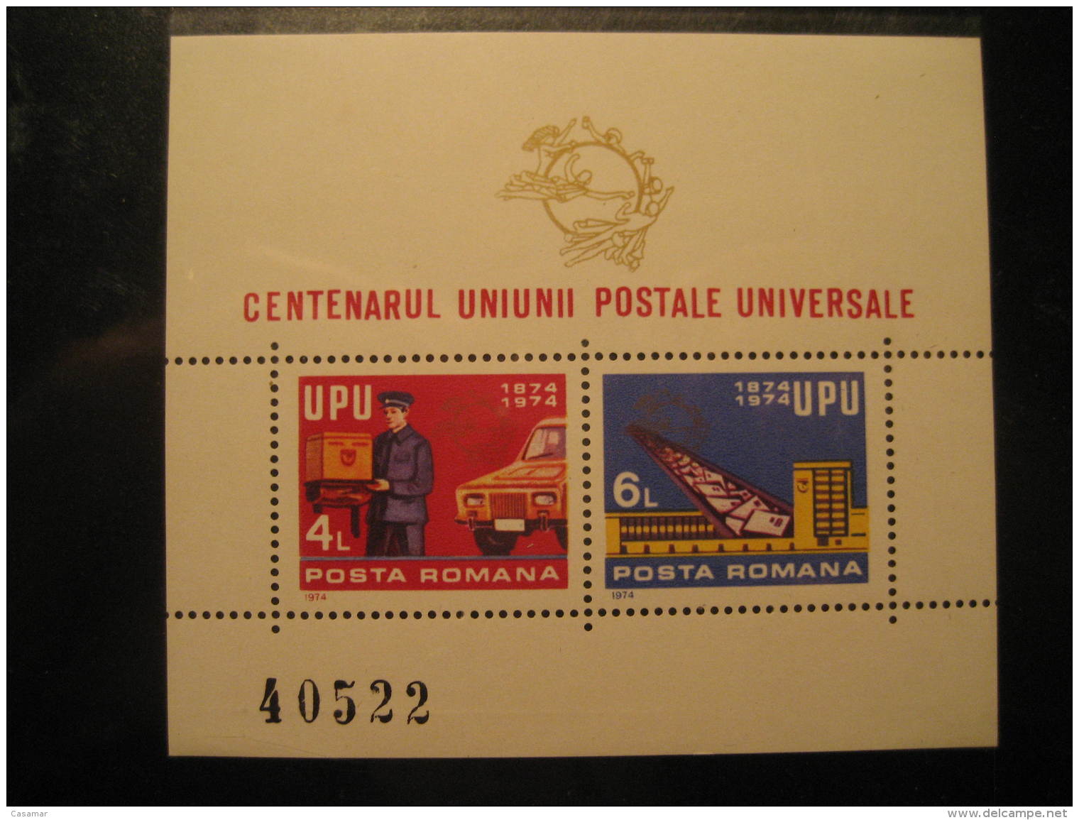 Yvert Block 113 Cat.: 7,50&euro; ** Unhinged UPU Postman Romania - UPU (Wereldpostunie)