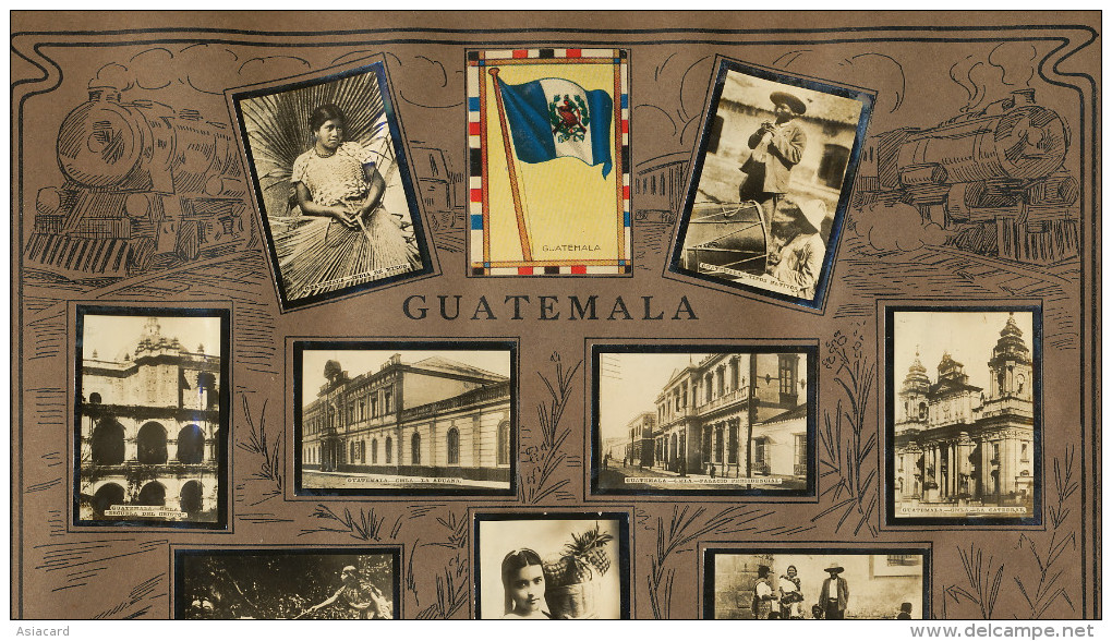 Guatemala  Cartel De 13 Pequenas Fotos Propaganda Tabacalera Cubana Cuba  Bandera Antigua Aduana India - Guatemala