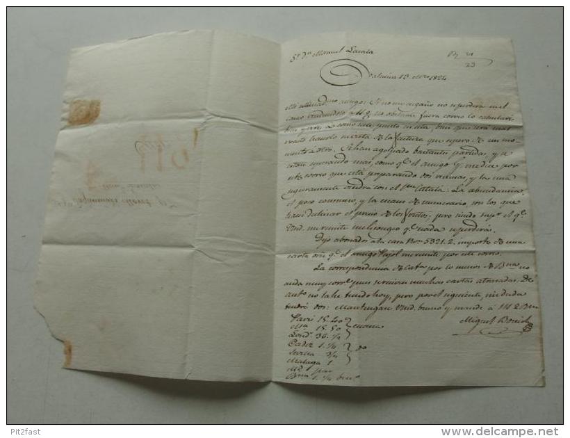 Handschriftlicher Brief Von Valencia Nach Cádiz An Manuel Lasala , 1824 , Gestempelt !!! - Otros & Sin Clasificación