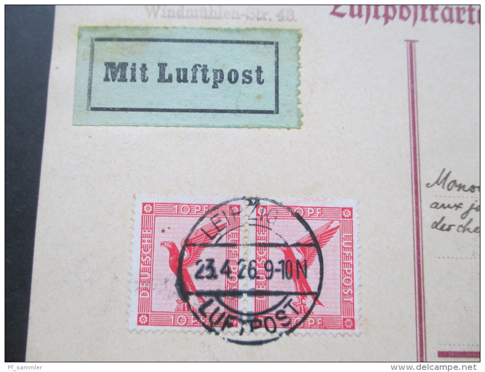 Luftpost GA 1926 Mit Zusatzfrankatur Gesendet Nach Constantiople Stamboul!! Seltene Destination! Leipzig Luftpost - Sonstige & Ohne Zuordnung