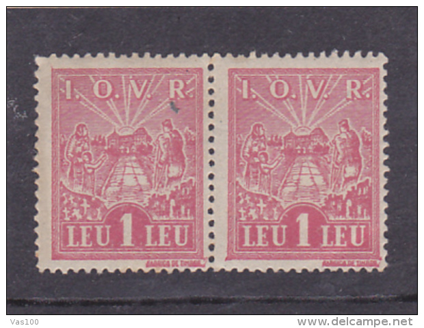 # 181  I.O.V.R, I LEU, MNH**, STAMPS IN PAIR,  ROMANIA - Fiscale Zegels
