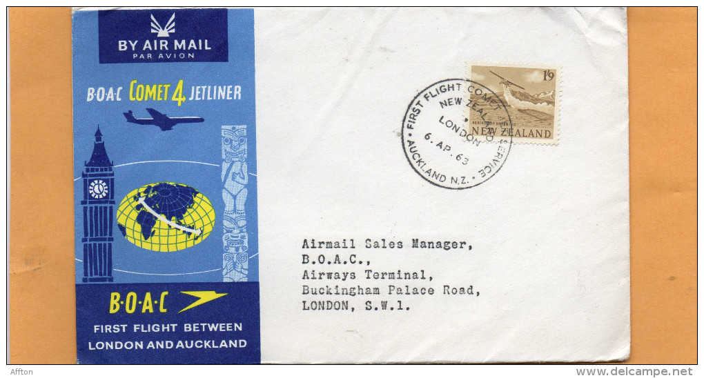 New Zealand 1963 Air Mail Cover Mailed To UK - Corréo Aéreo