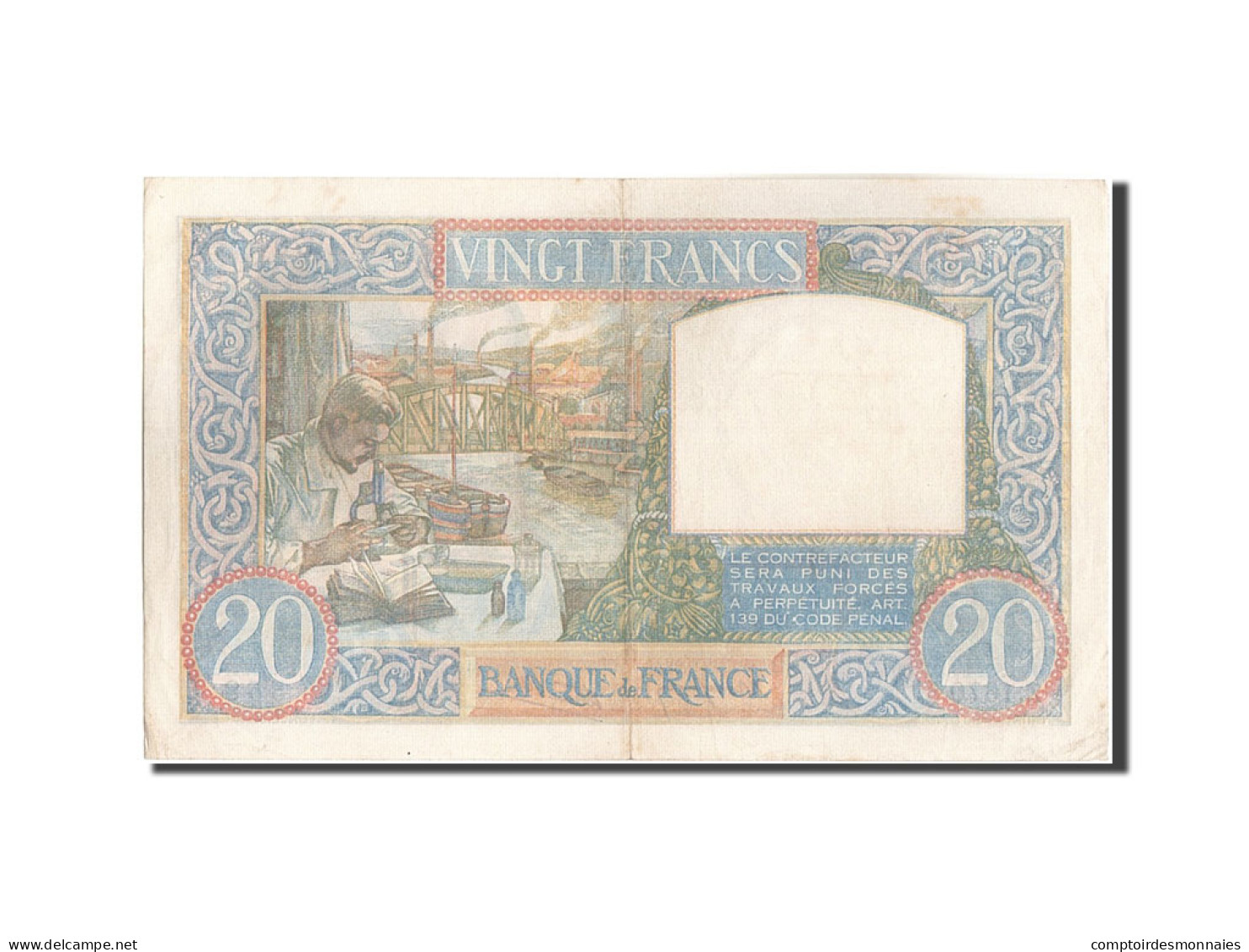 Billet, France, 20 Francs, 20 F 1939-1942 ''Science Et Travail'', 1940 - 20 F 1939-1942 ''Science Et Travail''