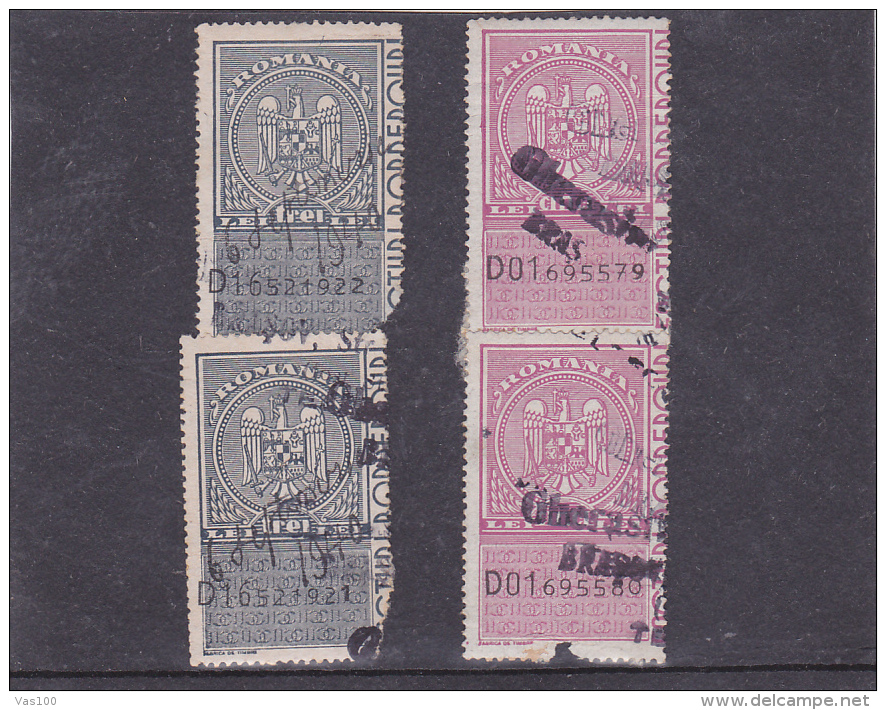 # 181 REVENUE STAMPS, TREI LEI, USED, FOUR STAMPS, ROMANIA - Fiscale Zegels