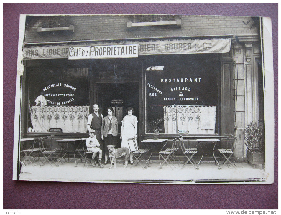 CPA PHOTO 92 COURBEVOIE Devanture De Restaurant RARE & ANIMEE - Courbevoie