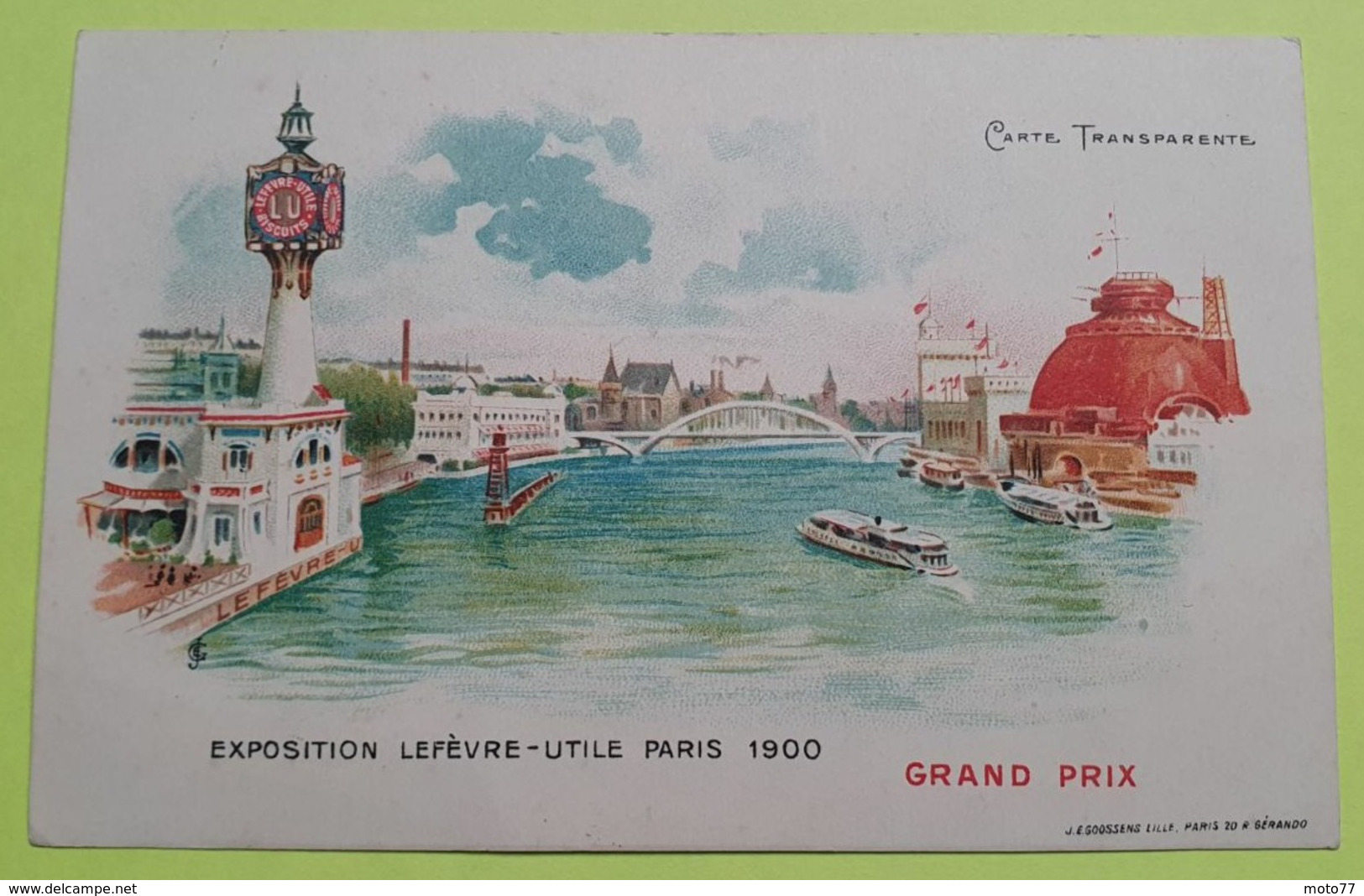 4 CPA cartes postales Chromo - PARIS "TRANSPARENTE" - Lefèvre Utile - vers 1900 - Biscuit LU /42