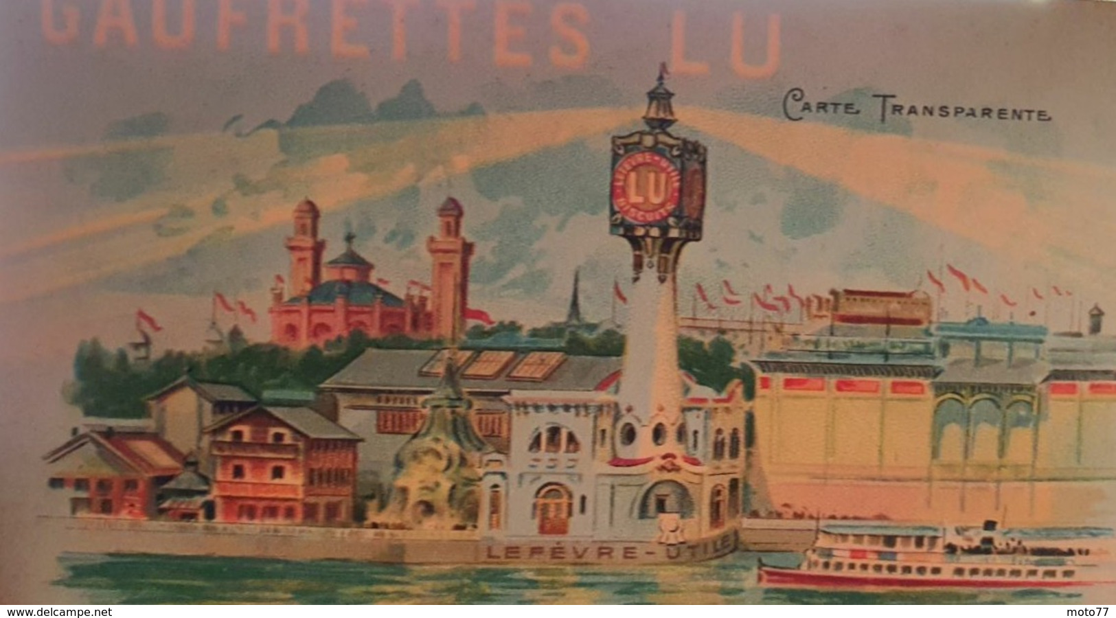 4 CPA cartes postales Chromo - PARIS "TRANSPARENTE" - Lefèvre Utile - vers 1900 - Biscuit LU /42