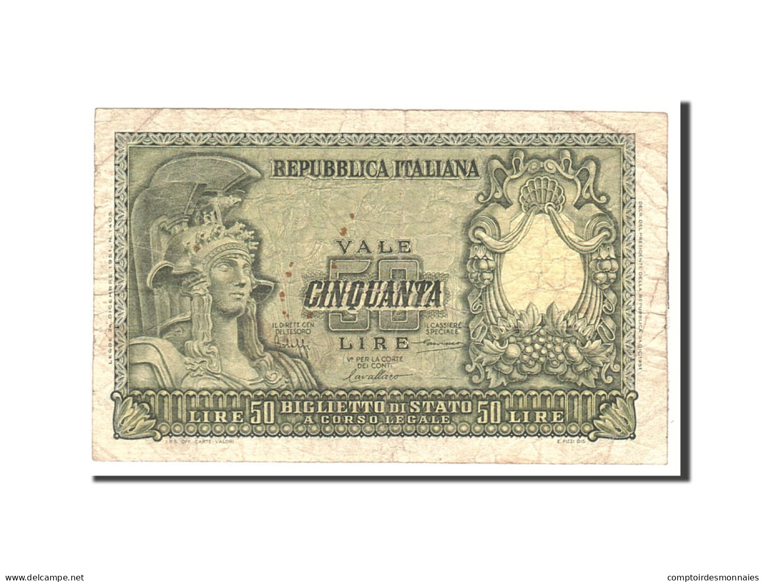 Billet, Italie, 50 Lire, 1951, 1951-12-31, KM:91a, TB - 50 Lire