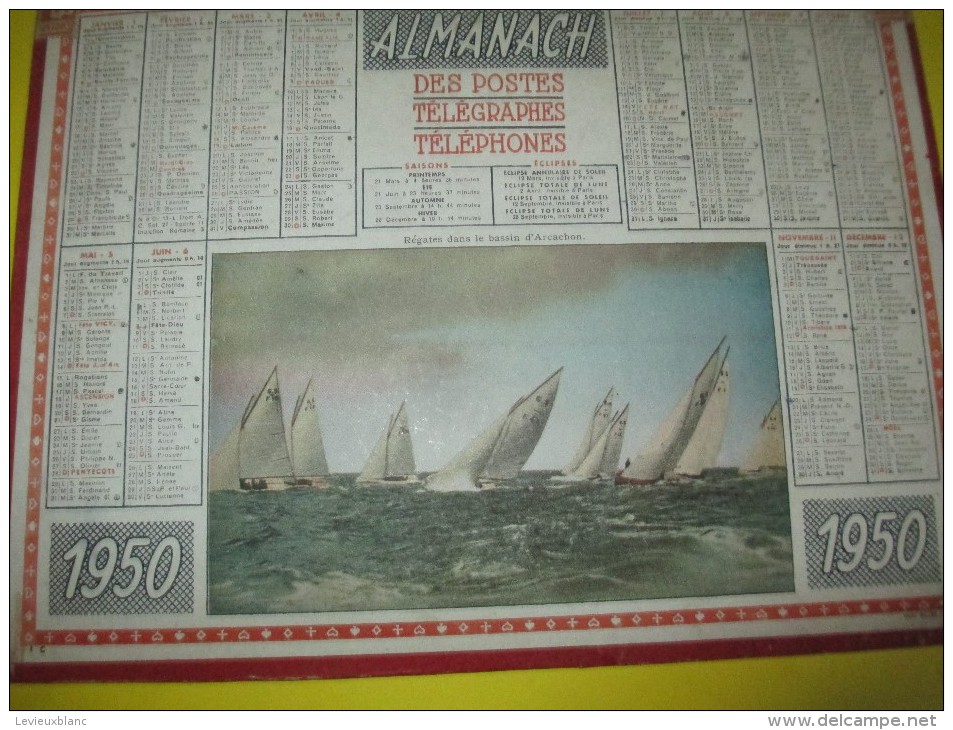 Almanach Des Postes Télégraphes Téléphones /Régates Dans Le Bassin D'Arcachon/Seine & Oise/Oller/Puteaux/1950   CAL330 - Tamaño Grande : 1941-60