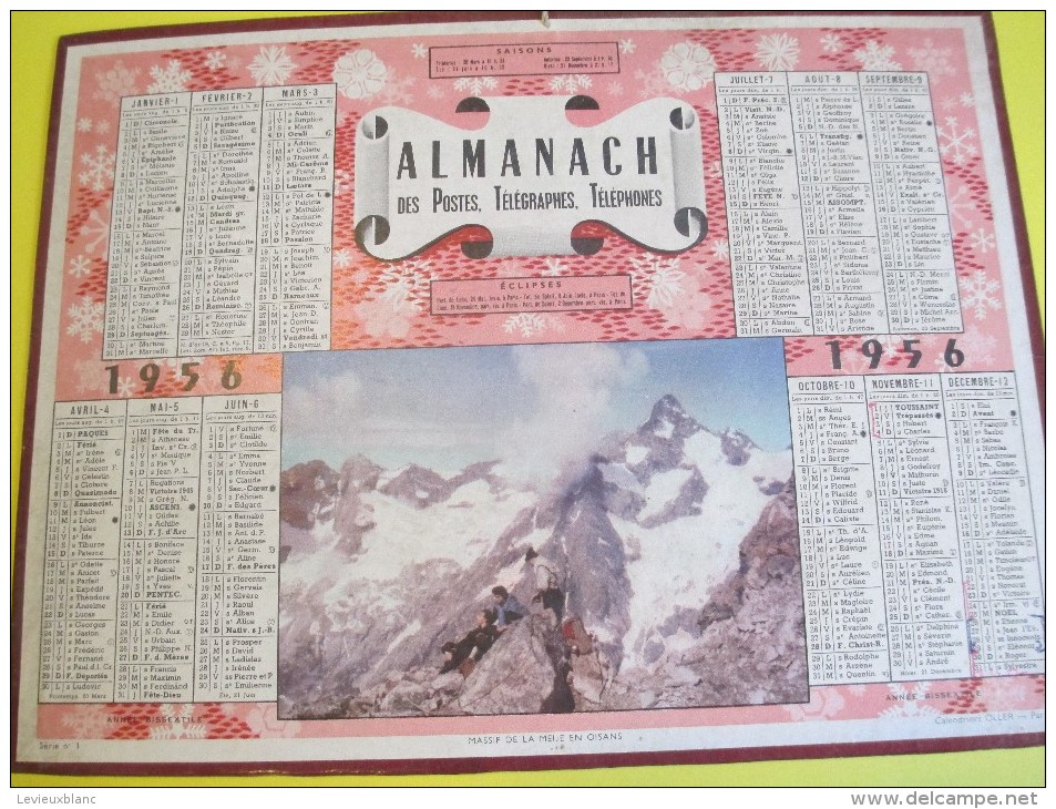Almanach Des Postes Télégraphes Téléphones /Massif De La Meije En Oisans/Seine & Oise/Oller/Paris/1956   CAL331 - Tamaño Grande : 1941-60