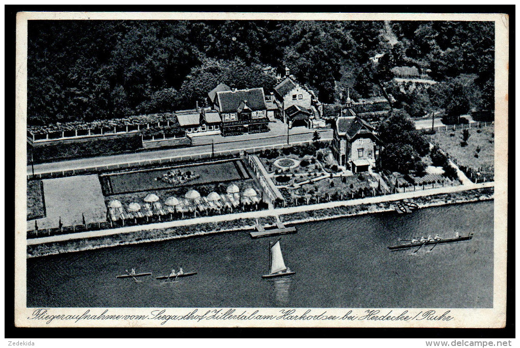 6381 - Alte Ansichtskarte - Seegasthof Zillertal Am Harkortsee - Wetter An Der Ruhr - Luftaufnahme Luftbild Gel. 1938 - Wetter