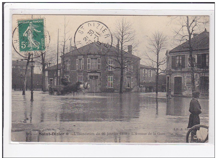 St-DIZIER : L'inondation Du 20 Janvier 1910, L'avenue De La Gare - Tres Bon Etat - Saint Dizier