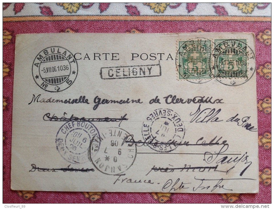 Céligny, Petit-Bois Avec Oblitération Linéaire 5.VII.1906. Carte Précurseur, Très Rare. Dos Simple, Non Divisée. - Céligny