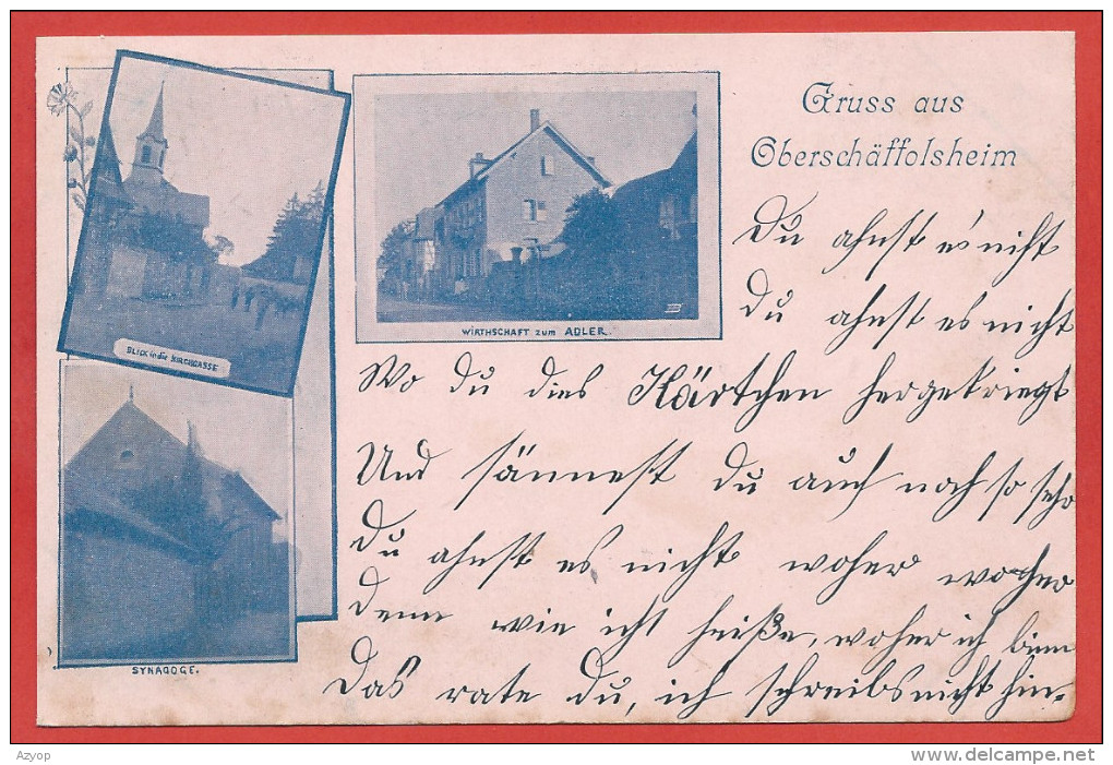 67 - GRUSS Aus OBERSCHÄFFOLSHEIM - OBERSCHAEFFOLSHEIM - Synagoge - Synagogue - Judaica - 3 Scans - Altri & Non Classificati