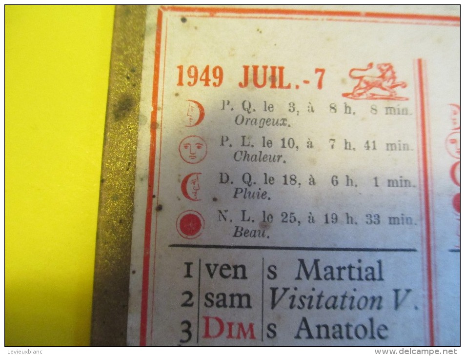 Almanach Des Postes /Sans Illustration/Recto-Verso/Oberthur / Rennes -Paris /1949     CAL342 - Grand Format : 1941-60