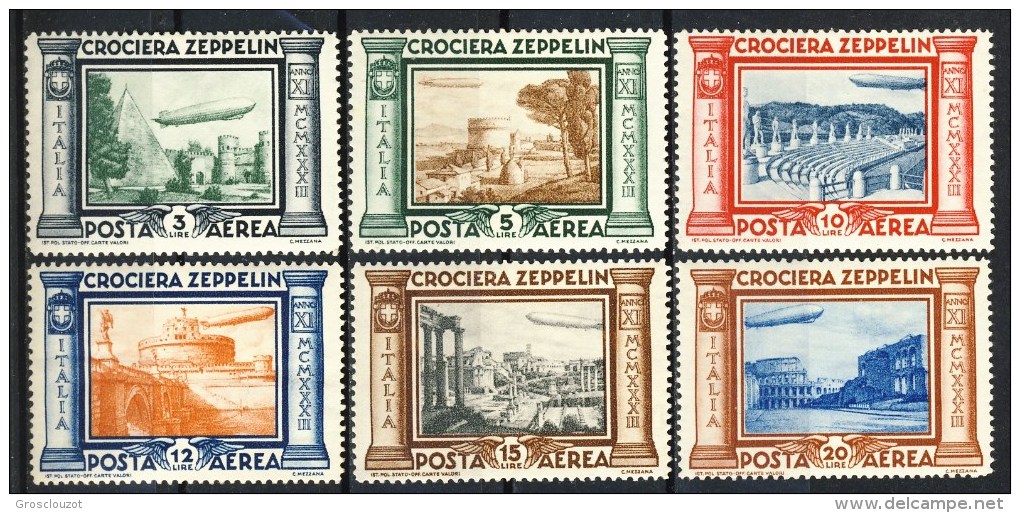 Regno PA 1933 Serie N. 45A-50A Crociera Zeppelin MVLH* Catalogo € 160 - Posta Aerea