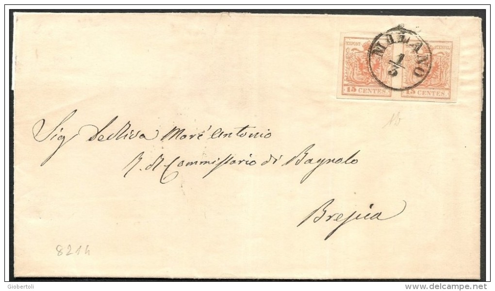 Italia/Italie/Italy (Lombardo Veneta): 15c (coppia, Couple), Firmato Diena, Signed Diena, Signée Diena - Lombardije-Venetië