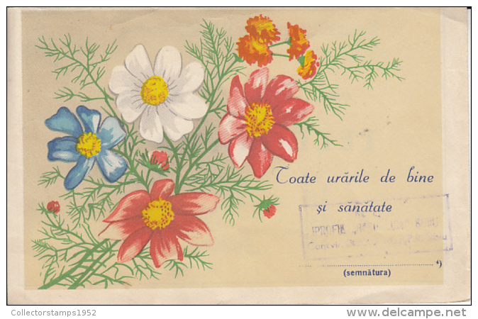 48738- FLOWERS, TELEGRAMME, 1961, ROMANIA - Télégraphes