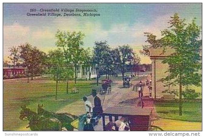 Michigan Dearborn Greenfield Village Stagecoach Greenfield Village Curteich - Dearborn