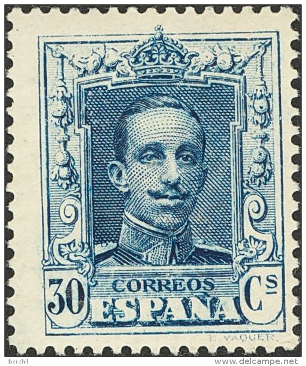 SIGLO XX. Alfonso XIII. Vaquer. 30 Cts Azul. ENSAYO DE COLOR. MAGNIFICO Y RARO, NO RESEÑADO EN GALVEZ. - Neufs