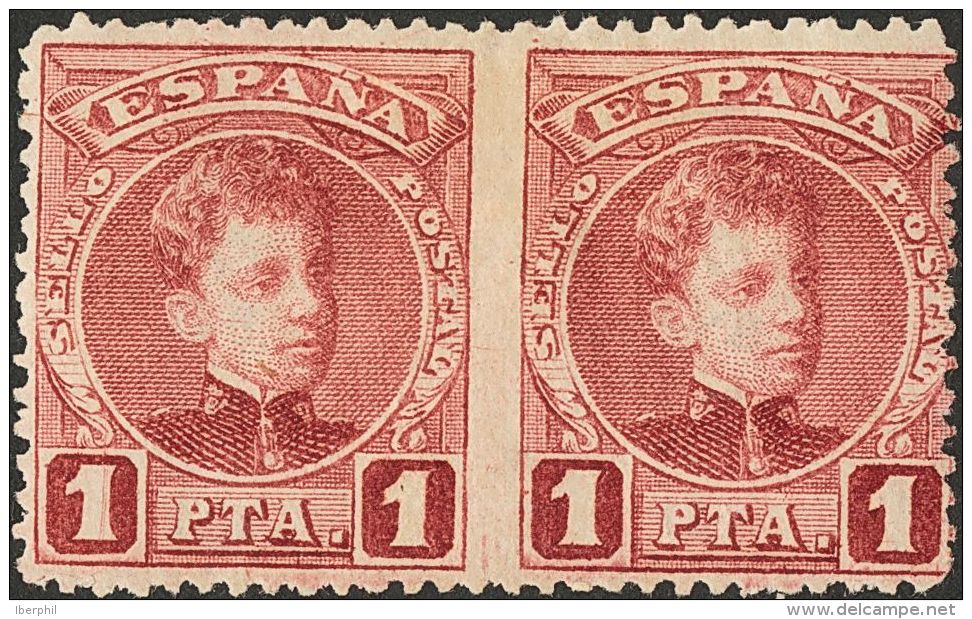 SIGLO XX. Alfonso XIII. Cadete. 1 Pts Carmín, Pareja. SIN DENTAR ENTRE LOS SELLOS. MAGNIFICA Y RARA. Edifl 2015: - Unused Stamps