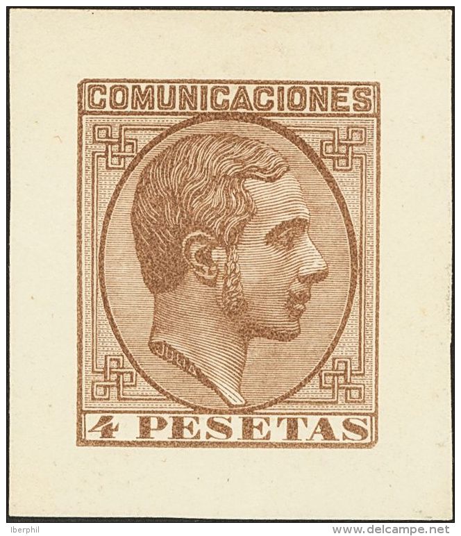 ALFONSO XII. 2 Cts Casta&ntilde;o, 25 Cts Casta&ntilde;o, 50 Cts Casta&ntilde;o Y 4 Pts Casta&ntilde;o. PRUEBAS DE PUNZO - Unused Stamps