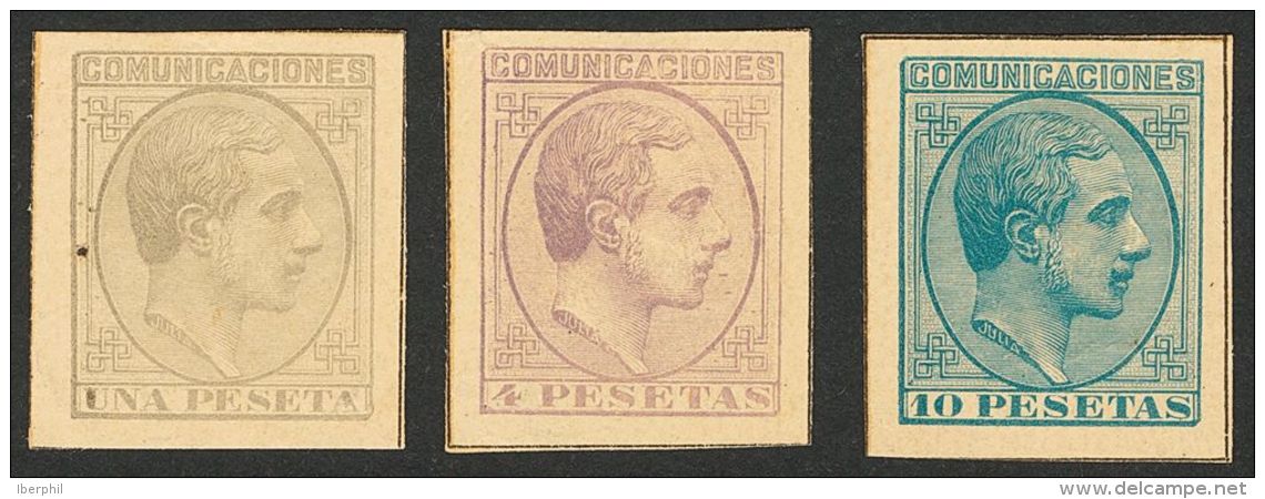 ALFONSO XII. Serie Completa. SIN DENTAR (con Recuadro), Procedente De La Hoja Muestra. MAGNIFICA Y RARA. (Gálvez - Unused Stamps