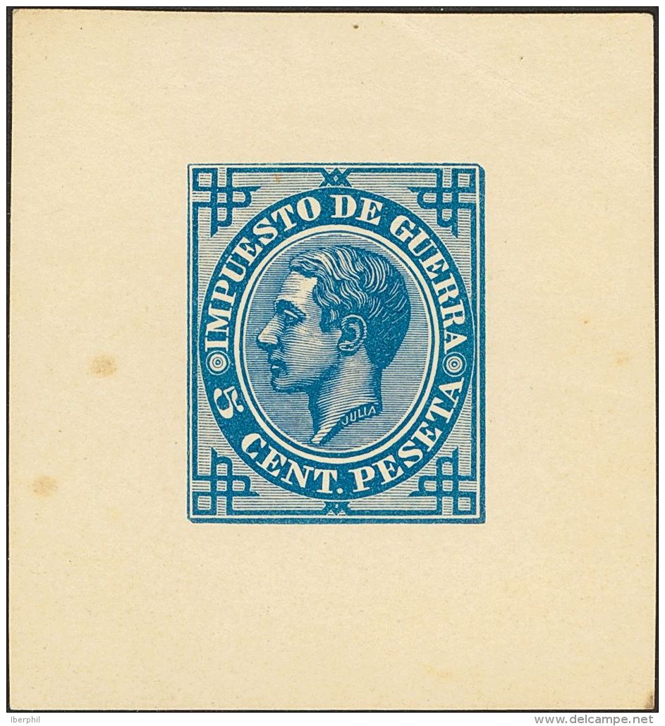 ALFONSO XII. 5 Cts Azul (manchita Del Tiempo Sin Importancia). PRUEBA DE COLOR. BONITA Y RARISIMA. (Gálvez IG36) - Unused Stamps