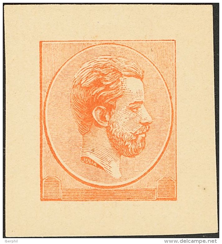 AMADEO DE SABOYA I. Sin Valor, Naranja. PRUEBA DE PUNZON, De Un Proyecto Aceptado. MAGNIFICA Y MUY RARA. (Gálvez - Unused Stamps