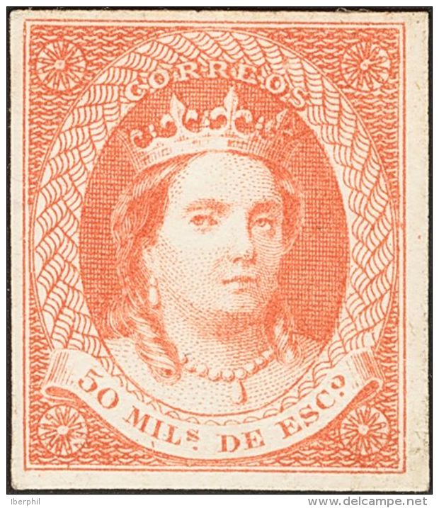 ISABEL II. Conjunto De Cinco PRUEBAS DE PUNZON (márgenes Peque&ntilde;os), De Un Dise&ntilde;o No Adoptado En Ver - Unused Stamps