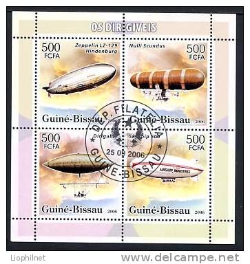 GUINEE-BISSAU 2006, Yvert 2214/17, DIRIGEABLES Dont ZEPPELIN, 4 Valeurs, Oblitérées. R1513 - Zeppelins