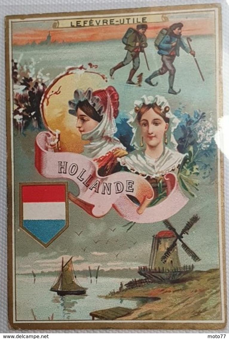 Série des 6 Chromos Images - série " LES PAYS " édition imprimée brun au dos - Lefèvre Utile - vers 1900 Biscuit LU /61