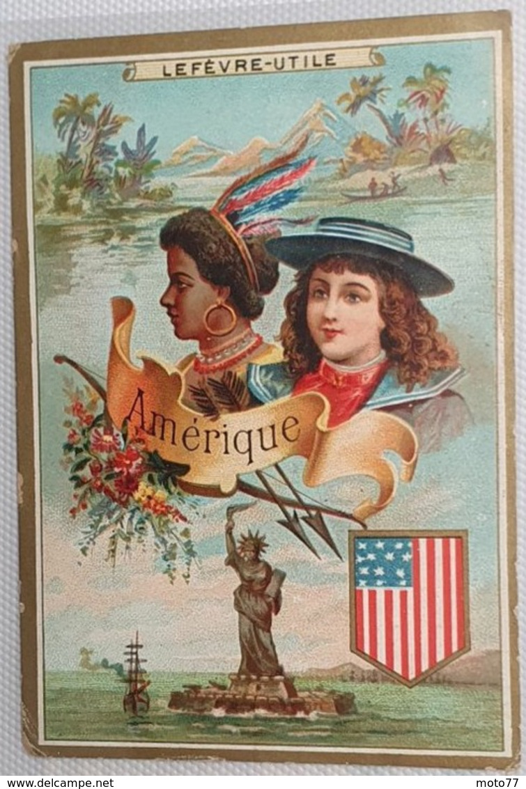 Série des 6 Chromos Images - série " LES PAYS " édition imprimée brun au dos - Lefèvre Utile - vers 1900 Biscuit LU /61