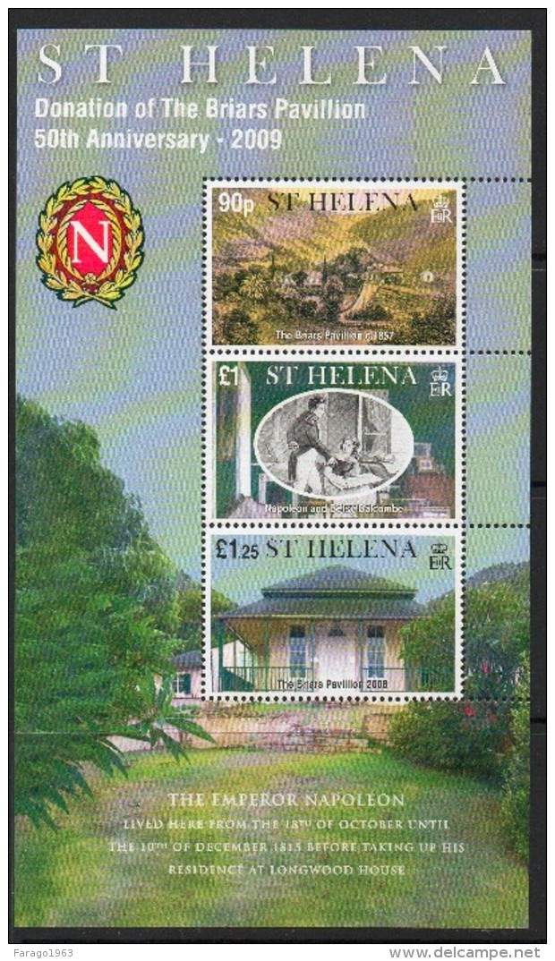 2009 St. Helena Napleonic Sites Complete Sheet Of 3  MNH - St. Helena