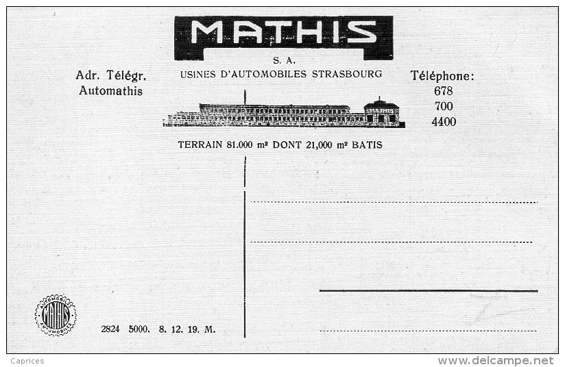 STRASBOURG  AUTOMOBILES MATHIS  Châssis Mathis 8/10 HP - Strasbourg