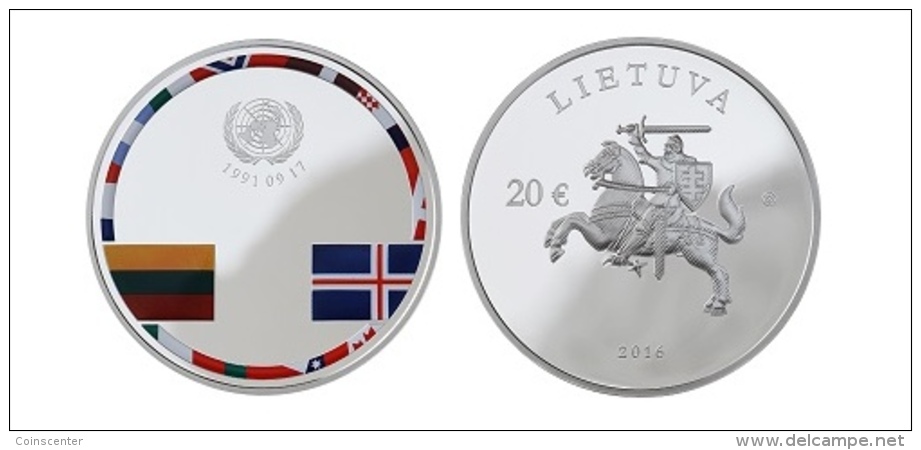 Lithuania 20 Euro 2016 "Consolidation Of Independence" Silver PROOF - Lituanie
