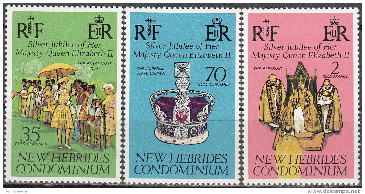 Nouvelles Hebrides 1977 Michel 441 - 443 Neuf ** Cote (2005) 3.00 Euro 25 Ans Régence De Reine Elisabeth II - Nuovi