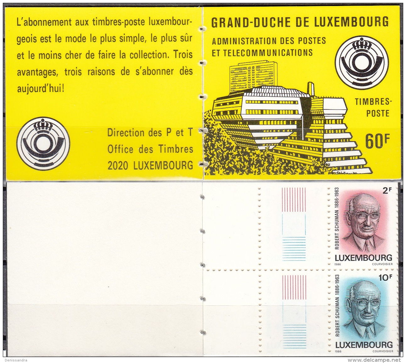 Luxembourg 1986 Michel Carnet 1 Neuf ** Cote (2008) 5.00 Euro Robert Schuman - Carnets