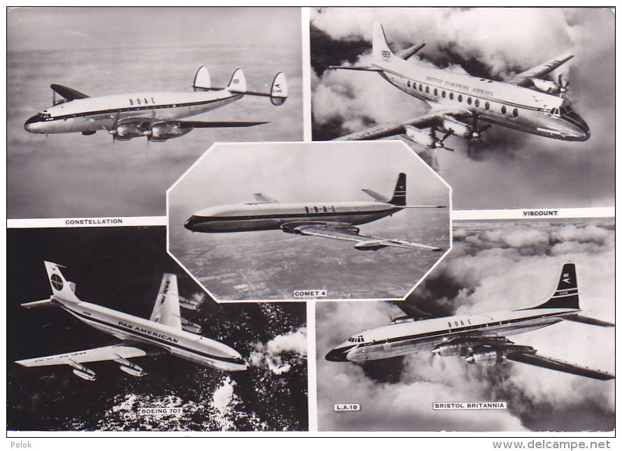 Bc - Cpsm Grand Format Avions (constellation, Viscount, Boeing 707, Bristol Britannia, Comet 4) - 1946-....: Ere Moderne