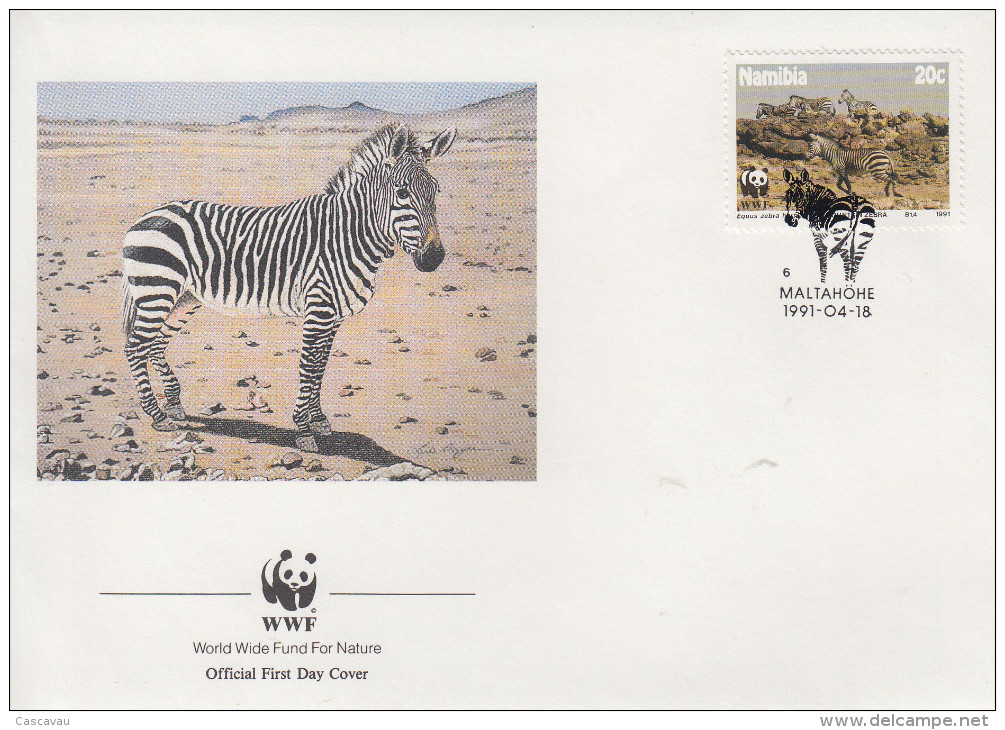 Enveloppe  FDC   1er   Jour    NAMIBIE    Zébre   WWF  1991 - FDC