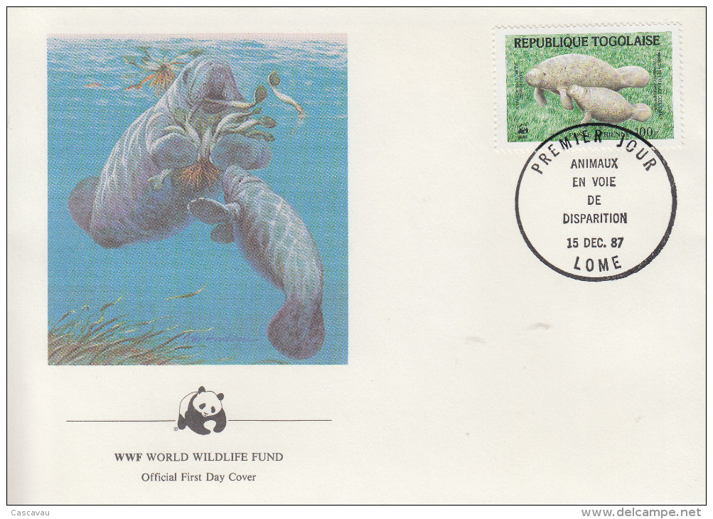 Enveloppe  FDC   1er   Jour   TOGO    LAMENTIN      WWF    1987 - FDC