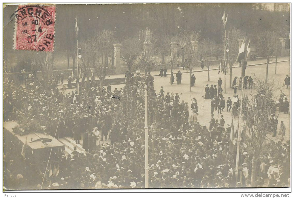 AVRANCHES Inauguration Du Tramway Carte Photo Expédiée  18-4-1907 Quelques Jours Après L´inauguration - Avranches