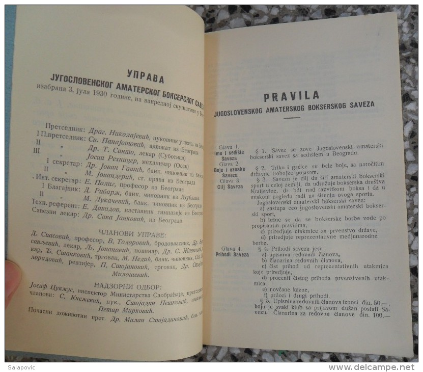 JUGOSLOVENSKI AMATERSKI BOKSERSKI SAVEZ, PRAVILA I PRAVILNICI 1930 Kingdom Of Yugoslavia Boxing - Books