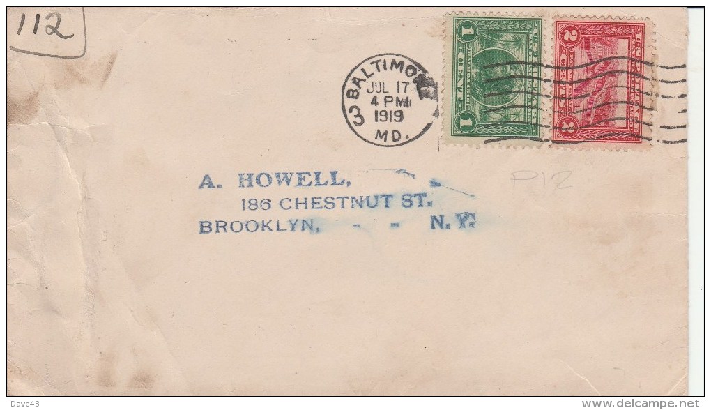 1919 Cover 1c Balboa + Panama 2c Stamps Baltimore M/c Cancel - Covers & Documents